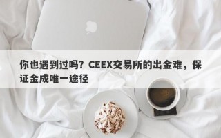 你也遇到过吗？CEEX交易所的出金难，保证金成唯一途径