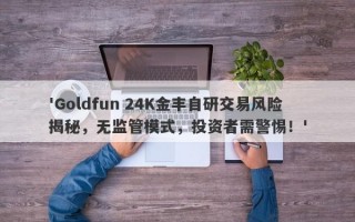 'Goldfun 24K金丰自研交易风险揭秘，无监管模式，投资者需警惕！'