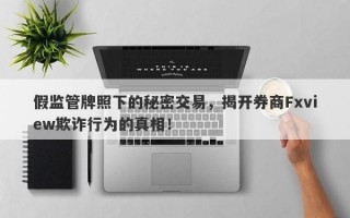 假监管牌照下的秘密交易，揭开券商Fxview欺诈行为的真相！