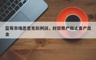 蓝莓市场恶意克扣利润，封禁账户阻止客户出金