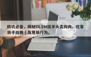 防坑必备，揭秘DLSM挂羊头卖狗肉、吃客损手段腌臜及甩锅行为。