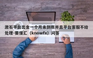 激石平台出金一个月未到账并且平台客服不给处理-要懂汇（knowfx）问答