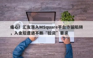 痛心！汇友落入MSquare平台诈骗陷阱，入金后遭遇不断“验资”要求