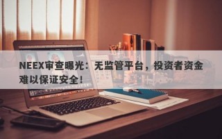 NEEX审查曝光：无监管平台，投资者资金难以保证安全！