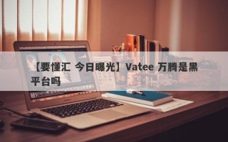 【要懂汇 今日曝光】Vatee 万腾是黑平台吗
