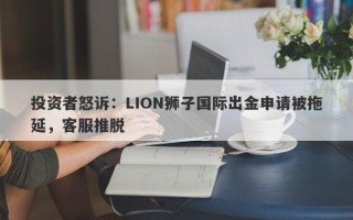 投资者怒诉：LION狮子国际出金申请被拖延，客服推脱