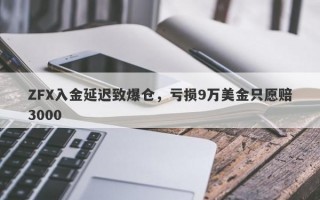 ZFX入金延迟致爆仓，亏损9万美金只愿赔3000